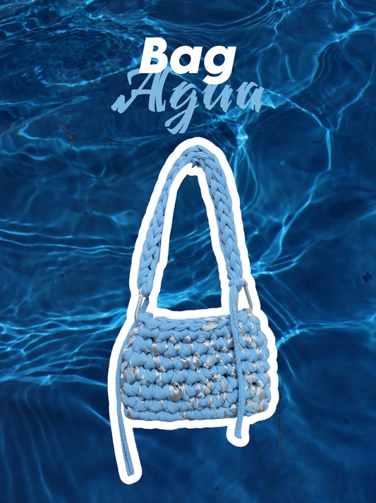 Agua Bag - Sac à main bleu bébé tendance ruban satin argenté