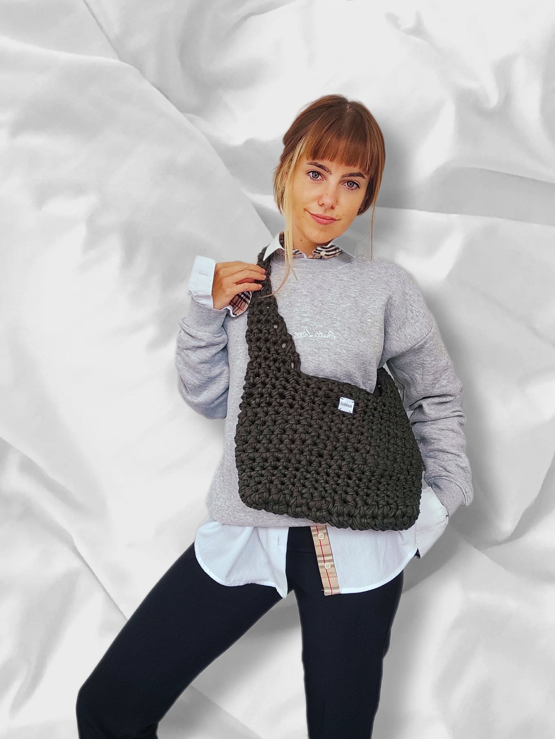 Kakikus - Sac bandoulière tendance crocheté fils t-shirt recyclés