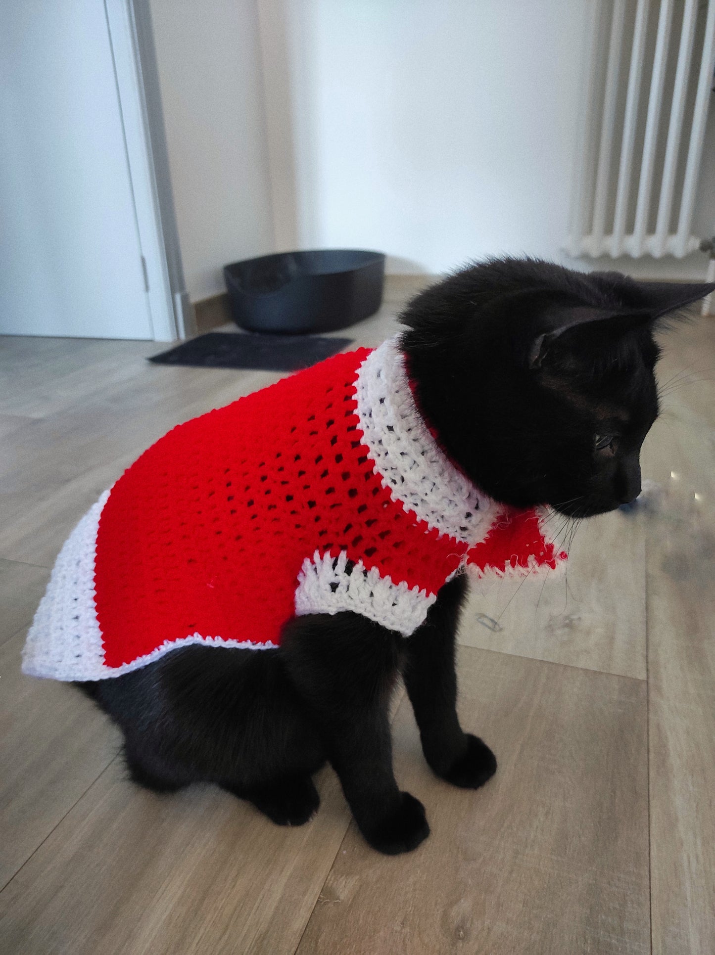 Vêtement crocheté chat Noël fait main en France